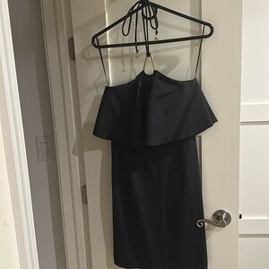 Trina Turk. LBD strapless with gold/tie up